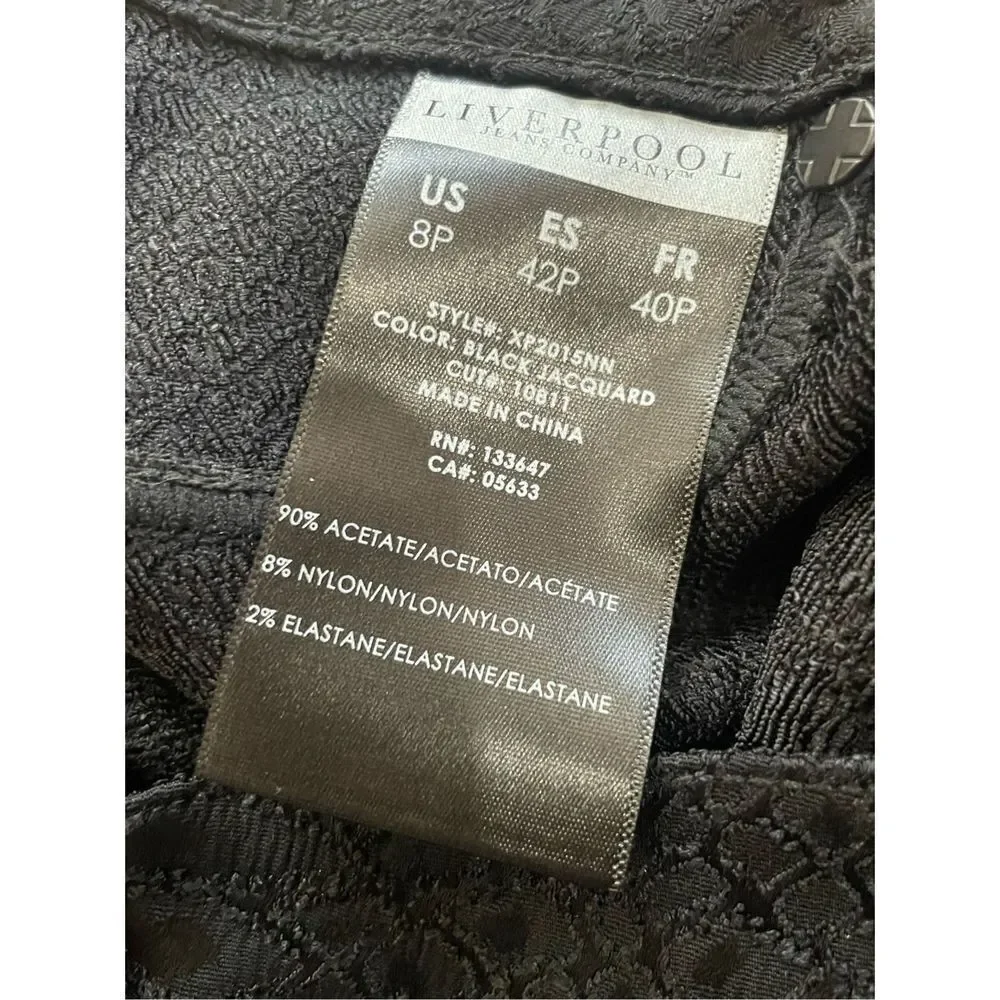 Liverpool Jean Company black jacquard pants with geometric textured patterns all